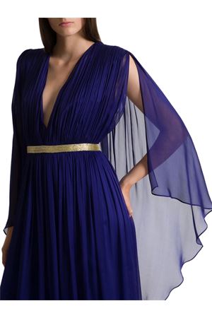 Abito lungo in seta blu con mantellina ALBERTA FERRETTI | A046401151287